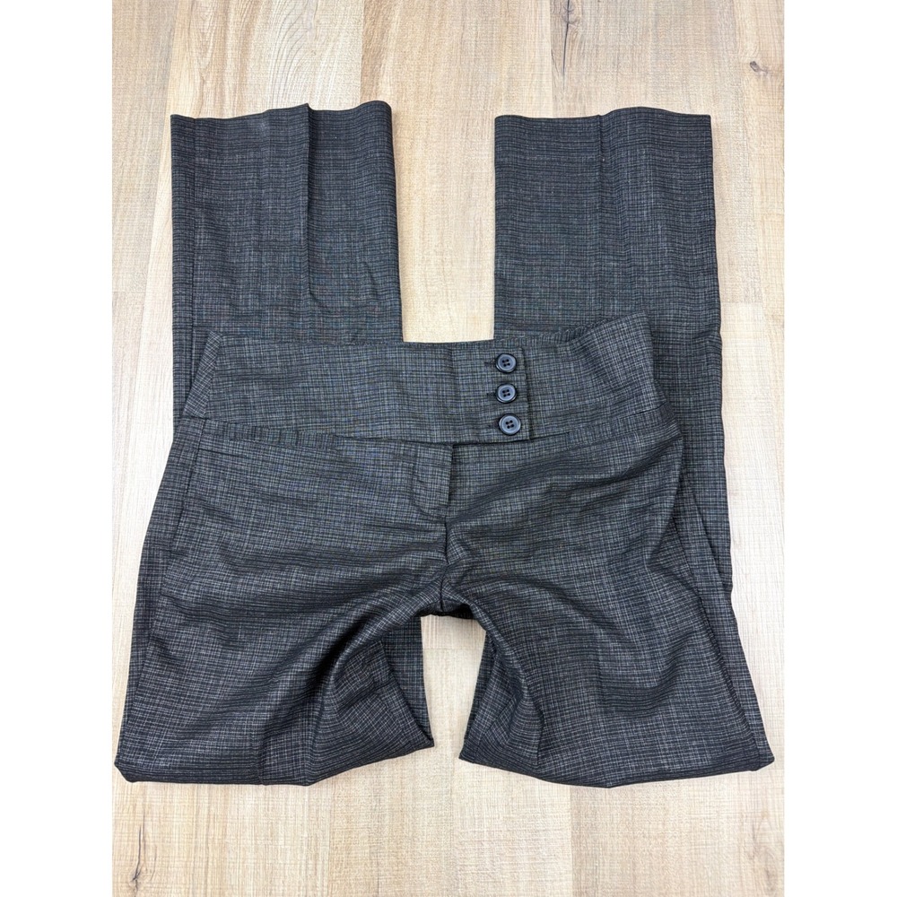 Y2K Office Siren Joe B Black Silver Textured Low Rise Flare Trousers Size 3